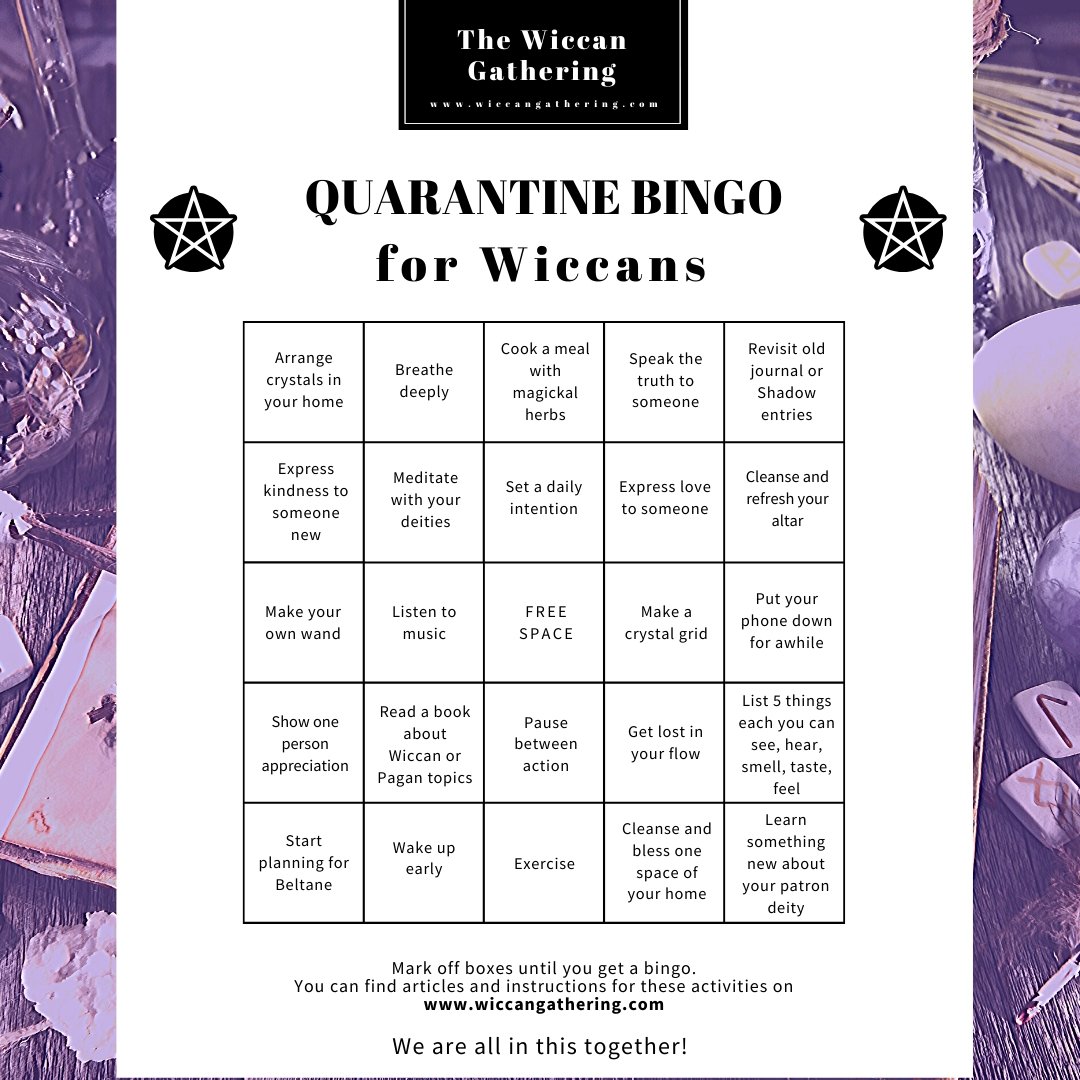 wicca stay at home quarantine bingo