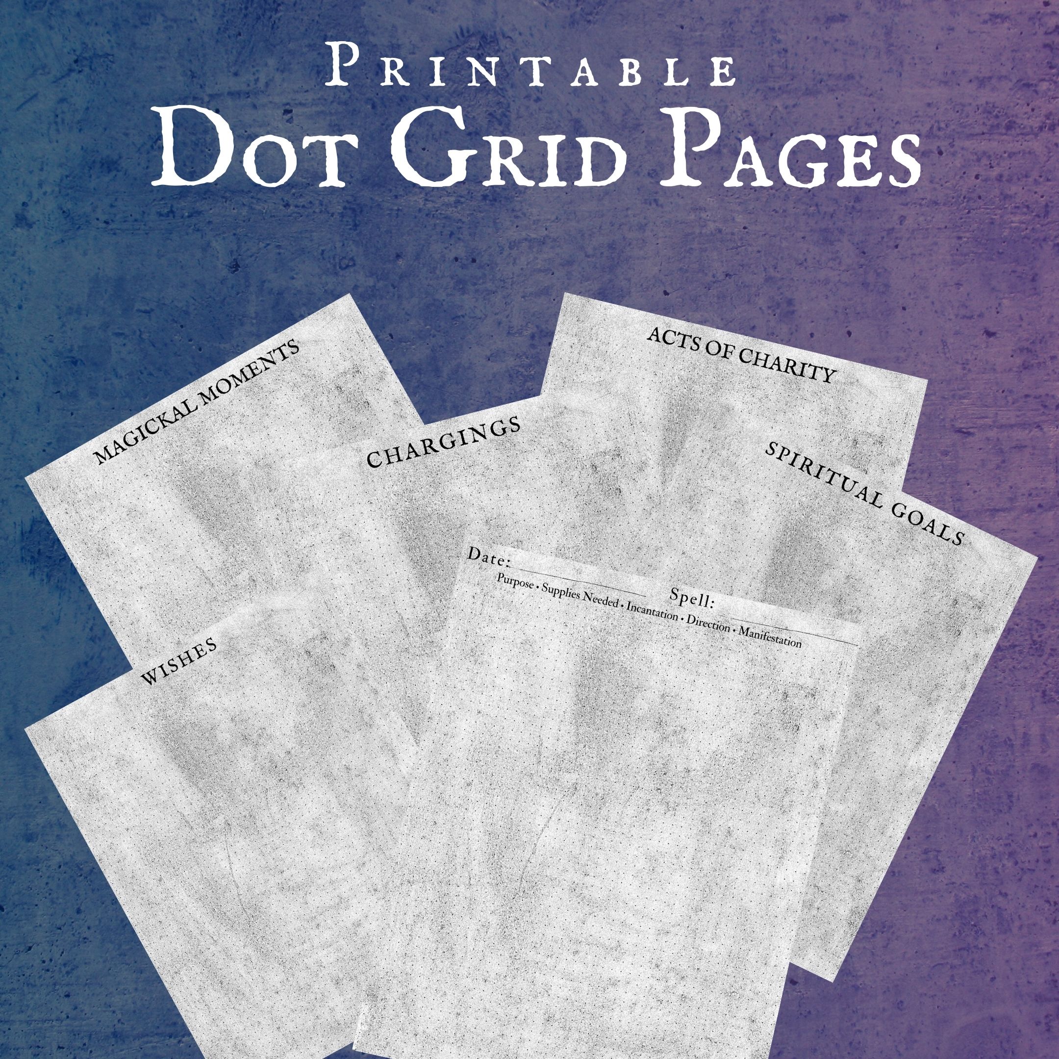 Dot Grid Printable Grimoire Pages
