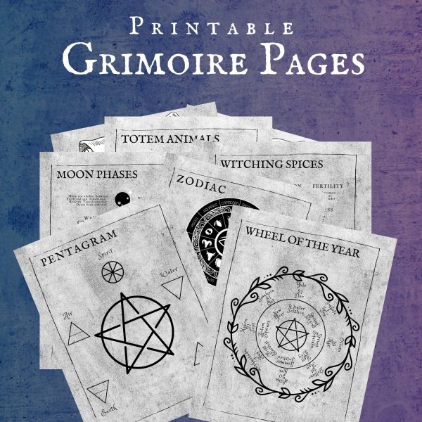 Printable Grimoire Pages Grey Design