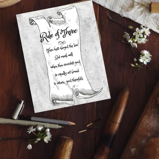 printable grimoire page printable book of shadows page bw rule of three