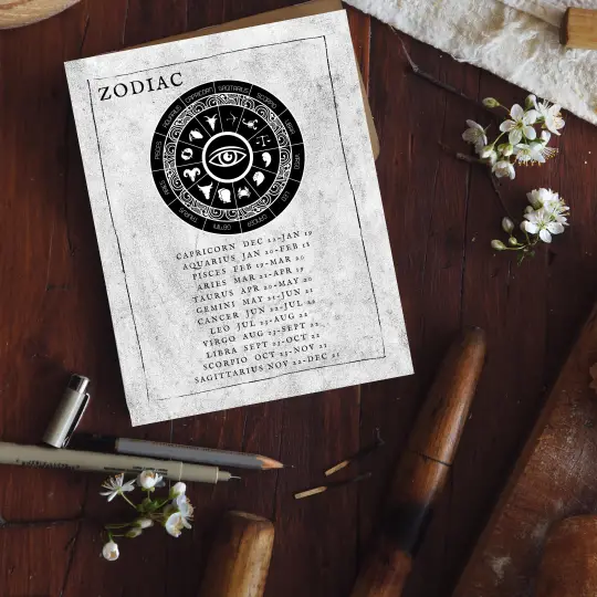 printable grimoire page printable book of shadows page bw zodiac