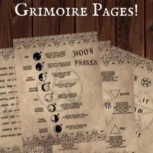 printable grimoire page printable book of shadows page parchment bundle